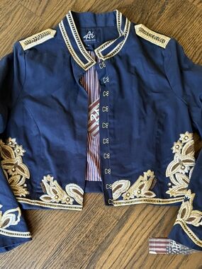 Ai Authentic Indigo Navy Embellished Military-Style Jacket